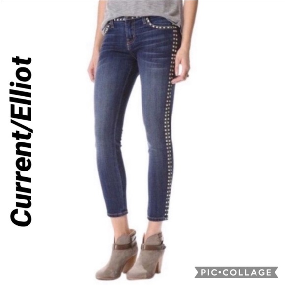 Current/Elliott Denim - Current Elliot studded crop jeans